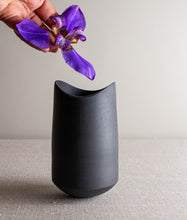 Load image into Gallery viewer, Black Porcelain Vase Form with Altered Rim

