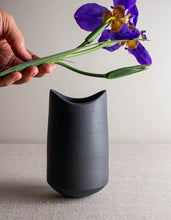 Load image into Gallery viewer, Black Porcelain Vase Form with Altered Rim
