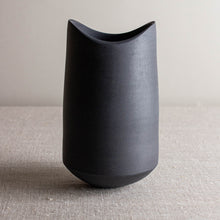 Load image into Gallery viewer, Black Porcelain Vase Form with Altered Rim
