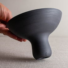 Load image into Gallery viewer, Black Porcelain Pedestal Vessel with Rounded Foot
