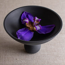 Load image into Gallery viewer, Black Porcelain Pedestal Vessel with Rounded Foot
