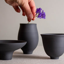 Load image into Gallery viewer, Black Porcelain Vessel with Tall Foot
