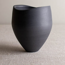 Load image into Gallery viewer, Blacl Porcelain Vessel with Altered Rim
