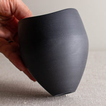 Load image into Gallery viewer, Blacl Porcelain Vessel with Altered Rim
