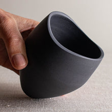 Load image into Gallery viewer, Blacl Porcelain Vessel with Altered Rim

