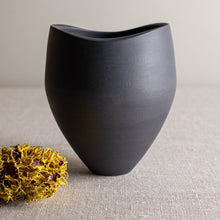 Load image into Gallery viewer, Blacl Porcelain Vessel with Altered Rim
