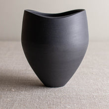 Load image into Gallery viewer, Blacl Porcelain Vessel with Altered Rim
