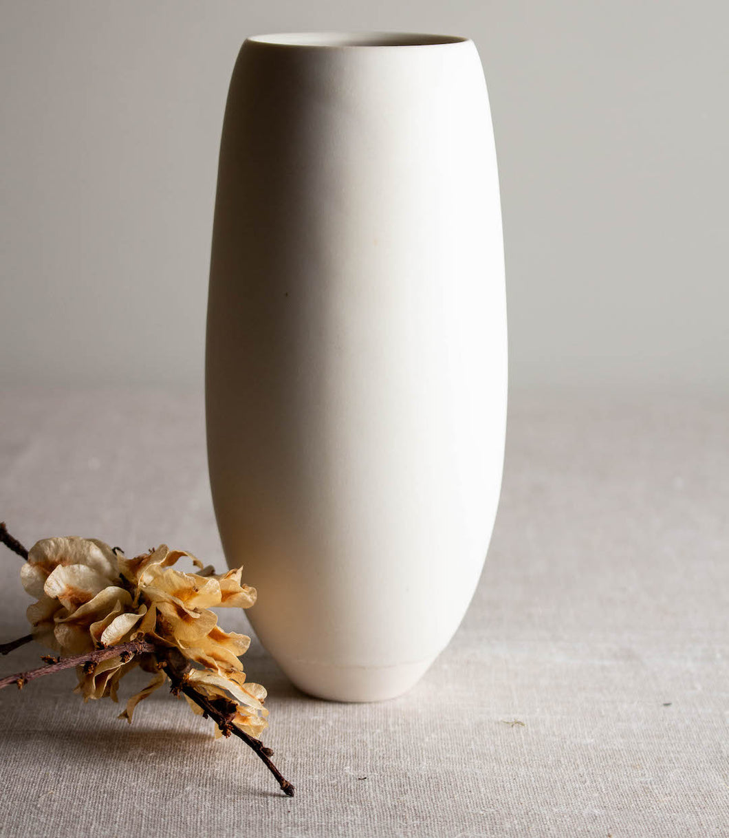 Crystalline White Matte Vase Form
