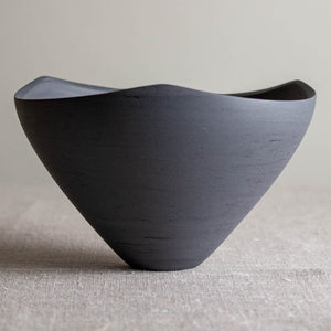 Tri-Corner Dark Grey Porcelain Vessel