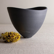 Load image into Gallery viewer, Dark Grey Marbled Vessel with Altered Rim
