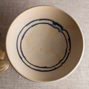 Deep Yellow Porcelain Vessel with Double Manganese Lines