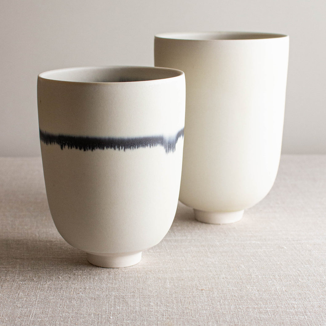 Set of 2 Vessels in Crystalline White Matte