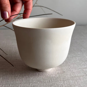 Crystalline White Matte Vessel with Flared Rim