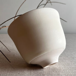 Crystalline White Matte Vessel with Flared Rim