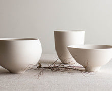 Load image into Gallery viewer, Set of 3 Matte White, Bare Porcelain Vessels

