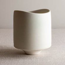 Load image into Gallery viewer, Crystalline White Matte Glazed Vessel with Undulating Rim
