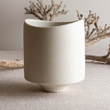 Load image into Gallery viewer, Crystalline White Matte Glazed Vessel with Undulating Rim
