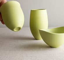 Load image into Gallery viewer, Set of 3 Chartreuse Porcelain Vessels
