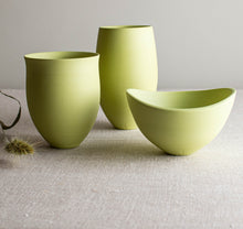 Load image into Gallery viewer, Set of 3 Chartreuse Porcelain Vessels
