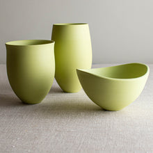Load image into Gallery viewer, Set of 3 Chartreuse Porcelain Vessels
