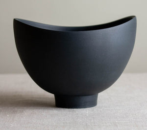 Black Porcelain Series, Altered Rim, Footed Vessel
