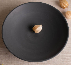 Black Porcelain Bowl, Low and Wide