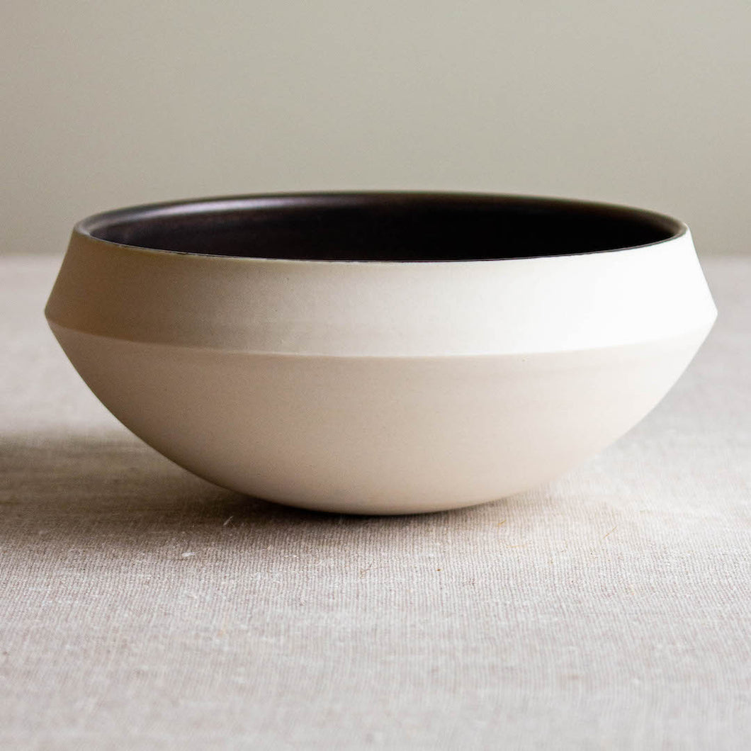 Bronze Glazed Bowl with Bare Porcelain Exterior